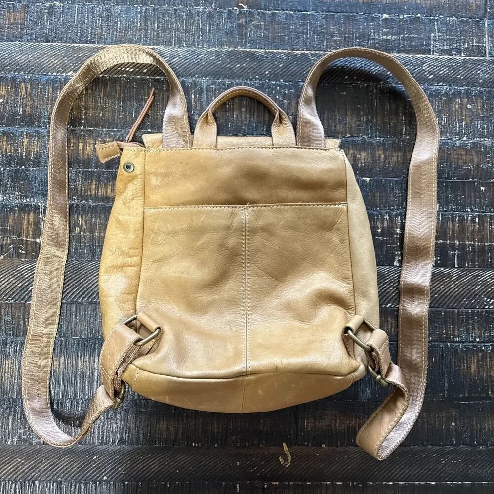 American Leather Co. Liberty Backpack Bag Purse Tan pebbled Adjustable Straps